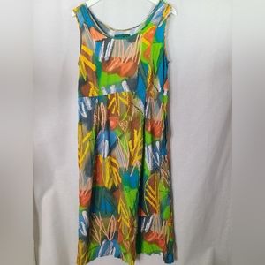 Jams World Abstract rayon midi dress- Vintage- Women's size Medium